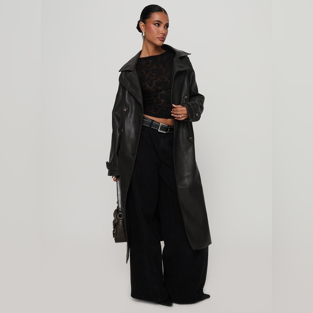 PRINCESS POLLY Day To Night Faux Leather Black Jacket M/L